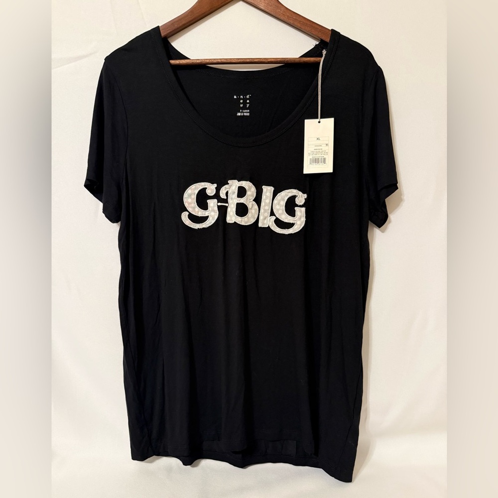 NWT A New Day Women’s Black Short Sleeve Graphic Tee Size  XL “G-BIG”